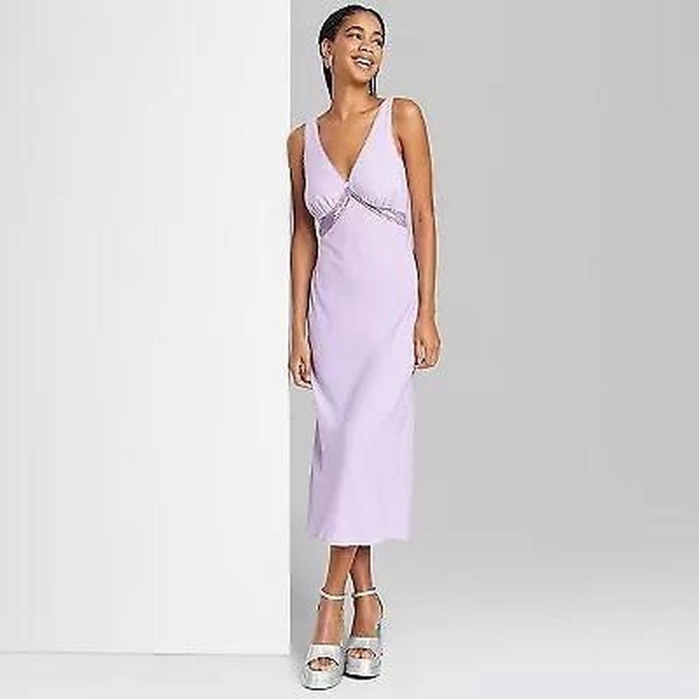 Wild Fable Lavender Lilac Midi Sleeveless Dress Lace Detail Size XS